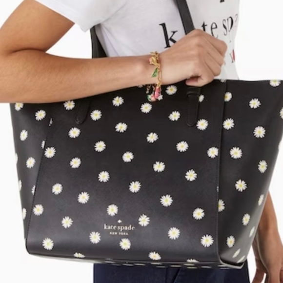 kate spade Handbags - Kate Spade Becca Black and White Daisy Dot Tote